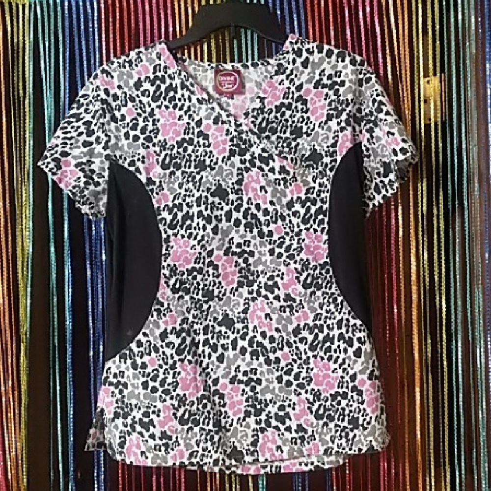 Small Print Scrub Top By Divine Scrubs
